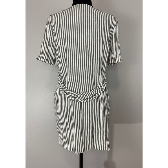 Miss Dorby Vintage Green White Striped Button Front Layered Dress Sz 12 - Picture 3 of 11